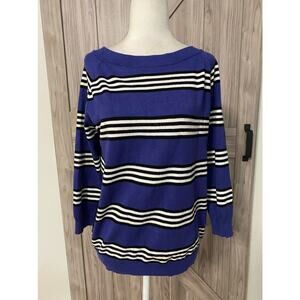 Joseph A. Large striped blue black and white sweater